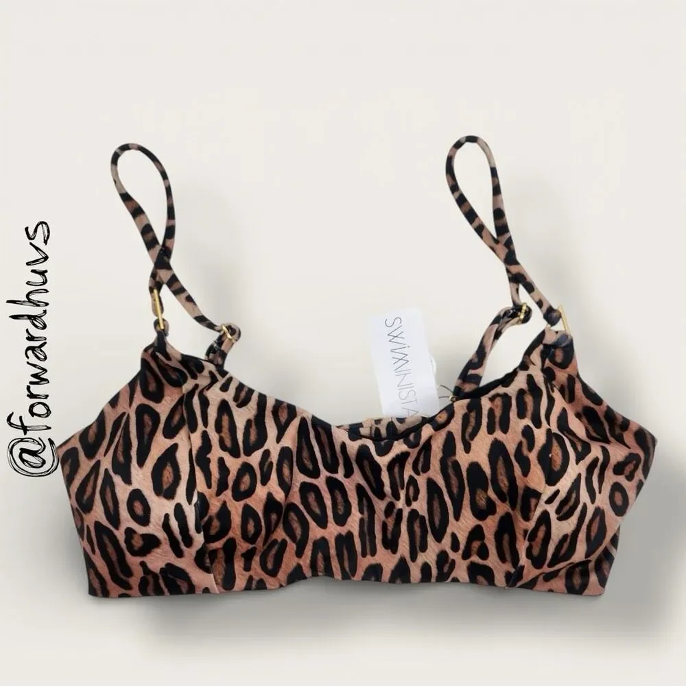 Swiminista Play Top Leopard Print Adjustable Bikini Top M